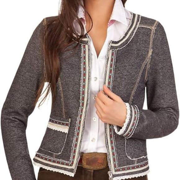 Krüger Madl Theda Women's Costume Sweat Jacket Light Grey Anthracite EU 38/US 8 - Picture 1 of 16